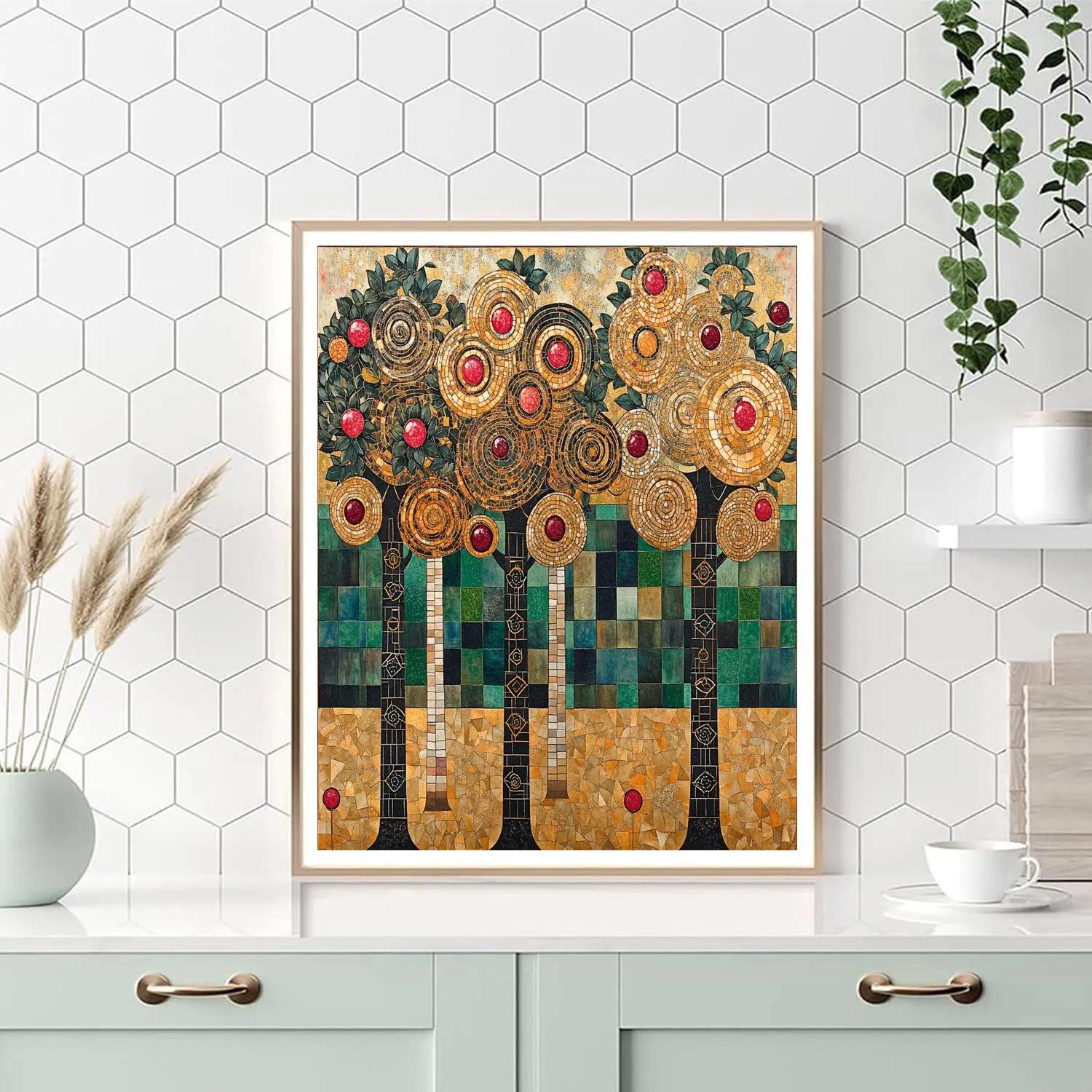 Gustav Klimt Inspired Golden Orchard Of Spiral Fruit painting number kit