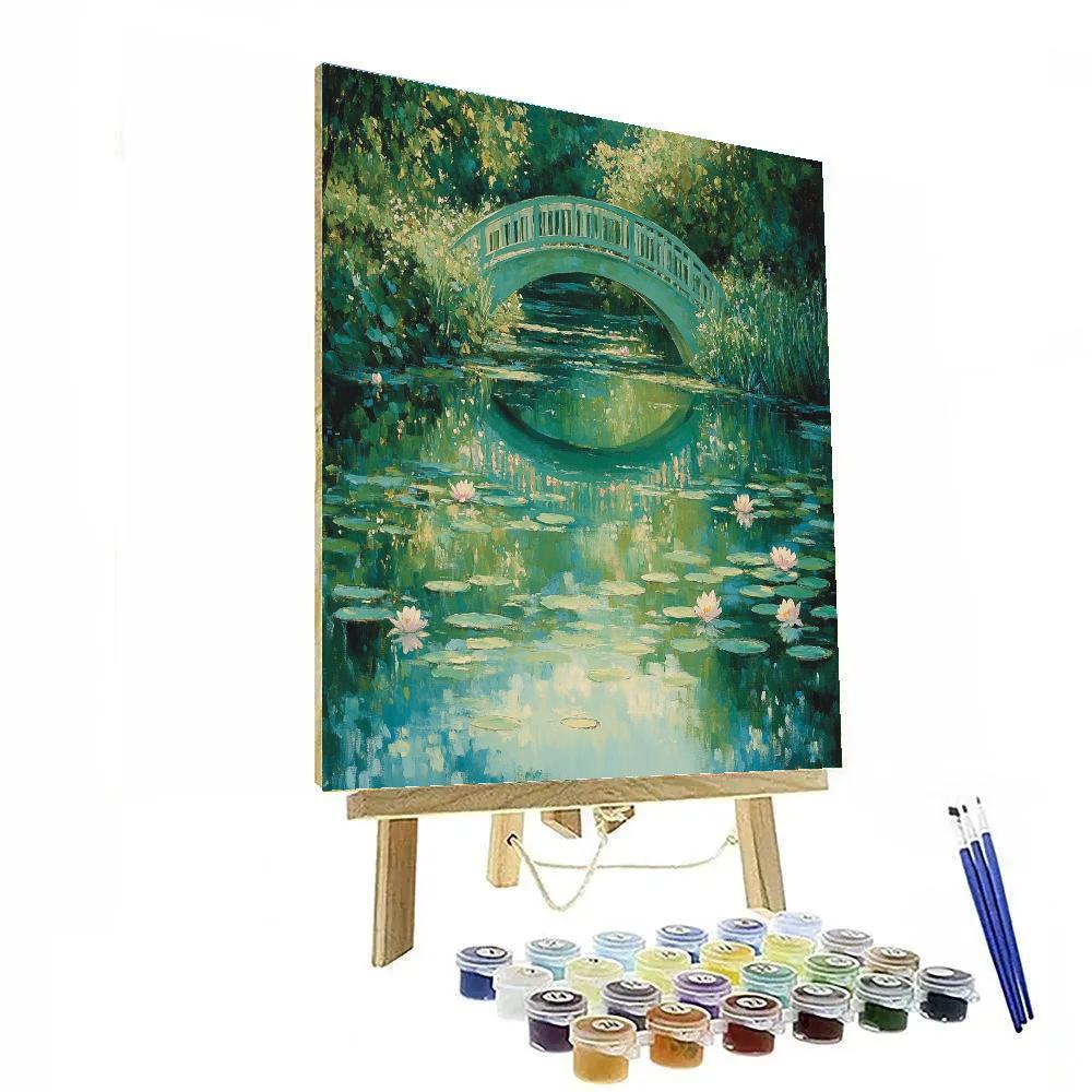 Claude Monet Inspired Japanese Bridge Reflections At Mint Noon DIY paint by numbers