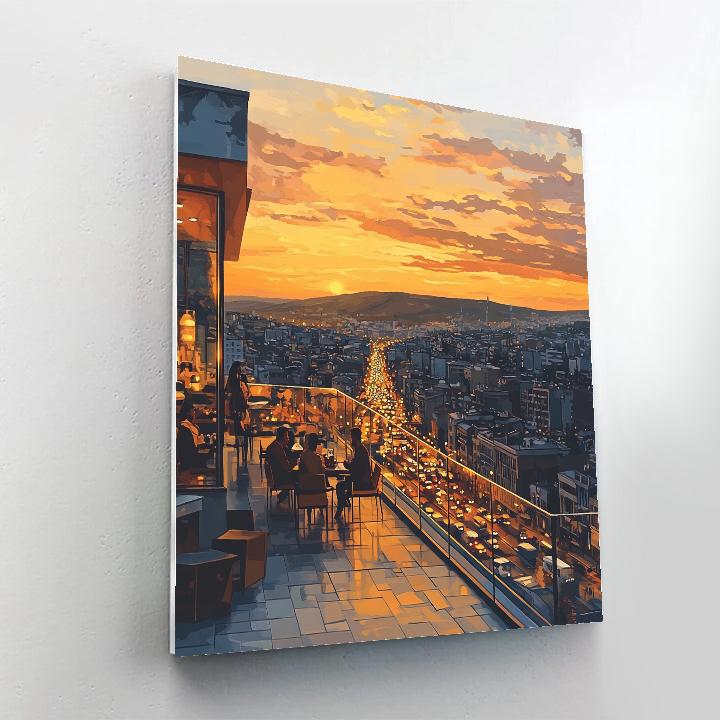 Cappadocia Style Rooftop Viewpoint Over City Streets - Ankara, Turkey paint by number