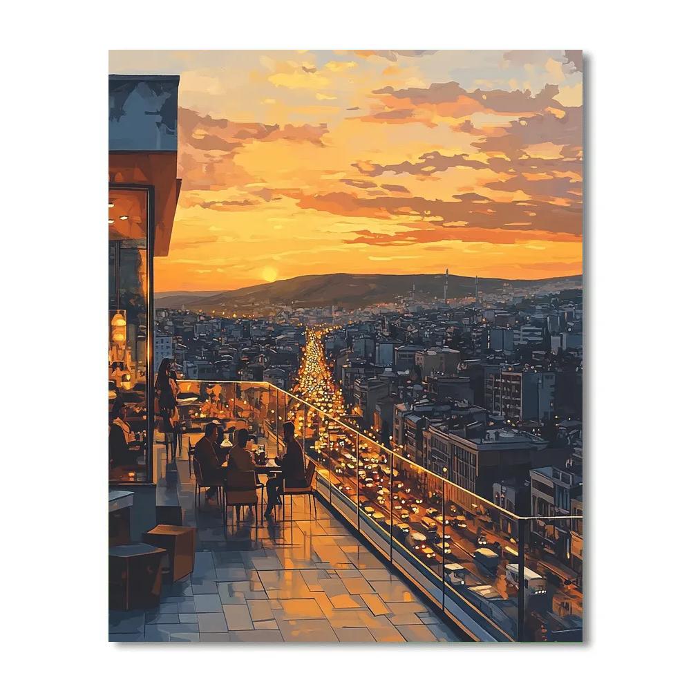 Cappadocia Style Rooftop Viewpoint Over City Streets - Ankara, Turkey paint by number