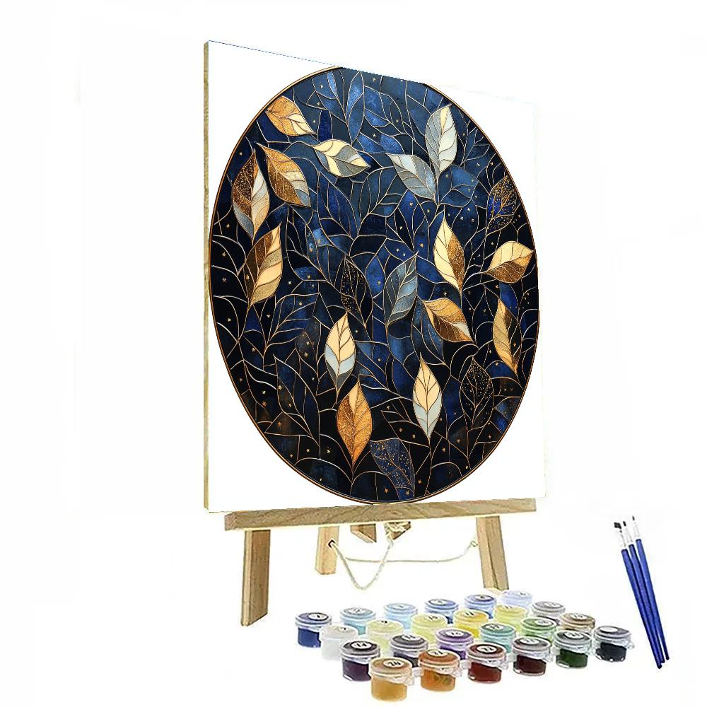 Gustav Klimt Inspired Midnight Canopy Of Mosaic Leaves DIY paint by numbers