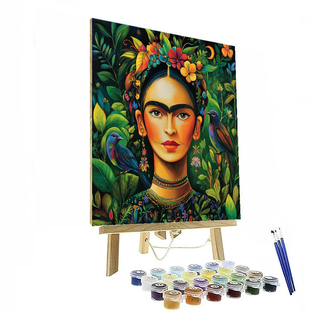 Frida Kahlo Inspired Portrait With Tropical Birds Painting by numbers kit