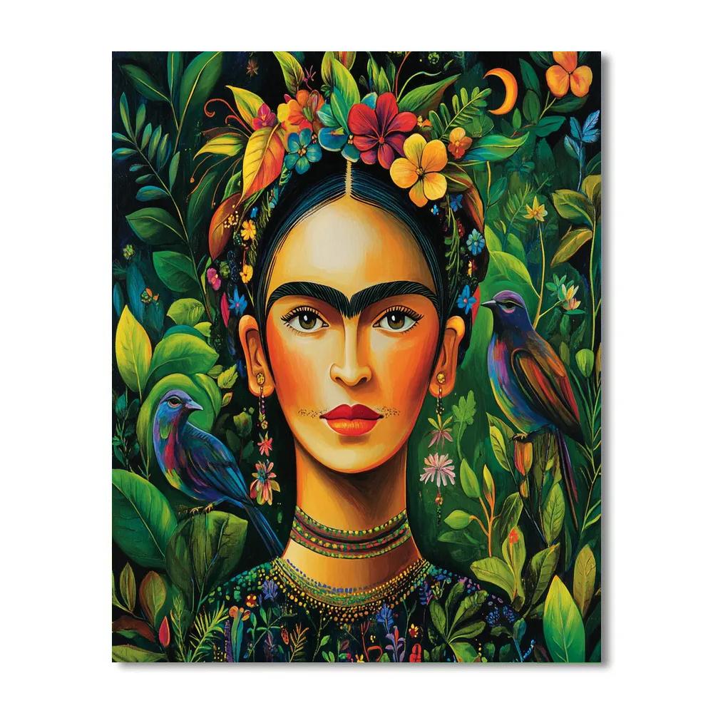 Frida Kahlo Inspired Portrait With Tropical Birds Painting by numbers kit