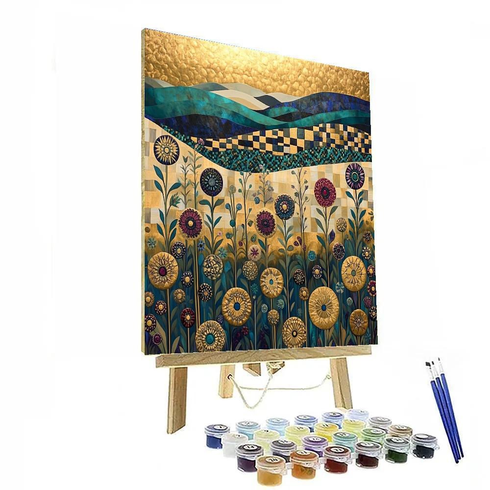 Gustav Klimt Inspired Alpine Meadow Tapestry Paint by numbers kits