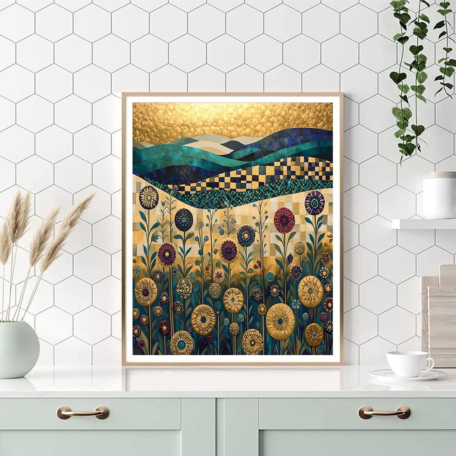 Gustav Klimt Inspired Alpine Meadow Tapestry Paint by numbers kits
