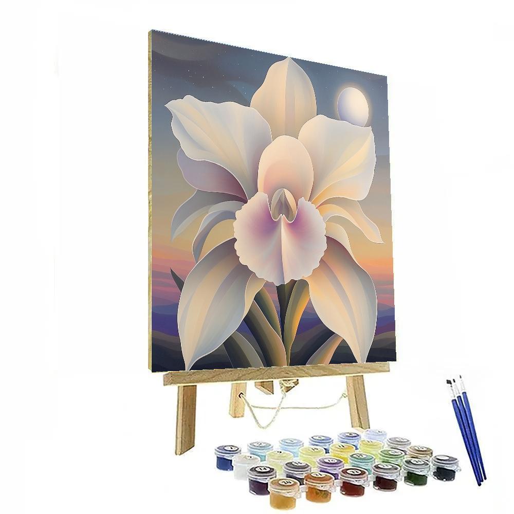 Georgia O Keeffe Inspired Giant Orchid And Moon Numbered painting kits