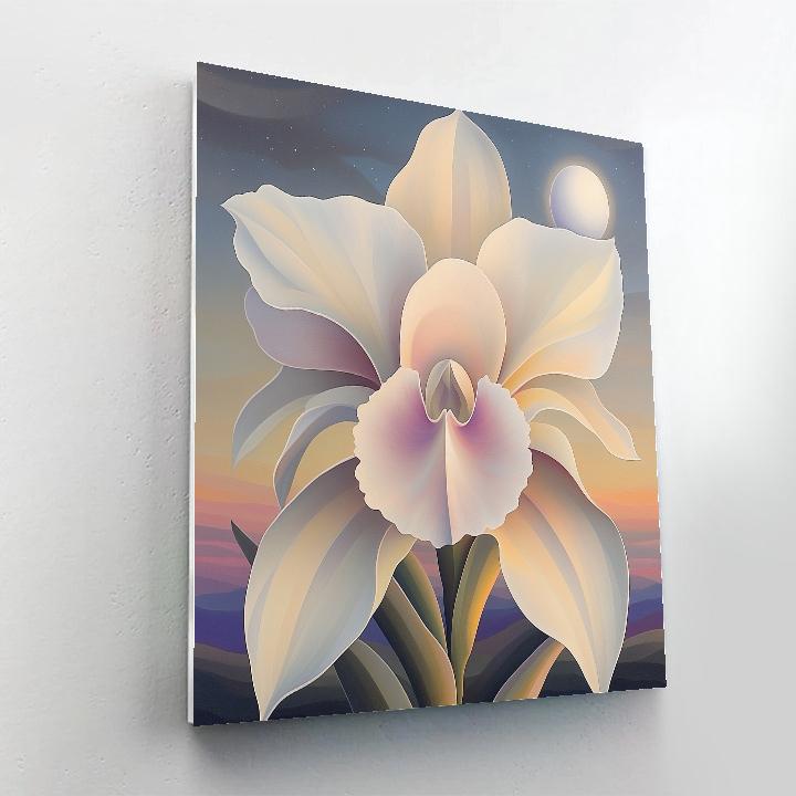 Georgia O Keeffe Inspired Giant Orchid And Moon Numbered painting kits