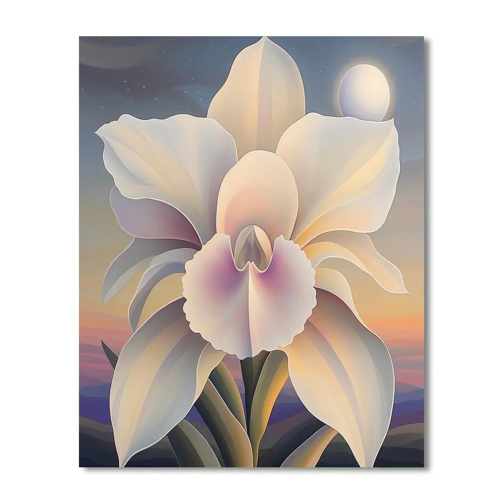 Georgia O Keeffe Inspired Giant Orchid And Moon Numbered painting kits