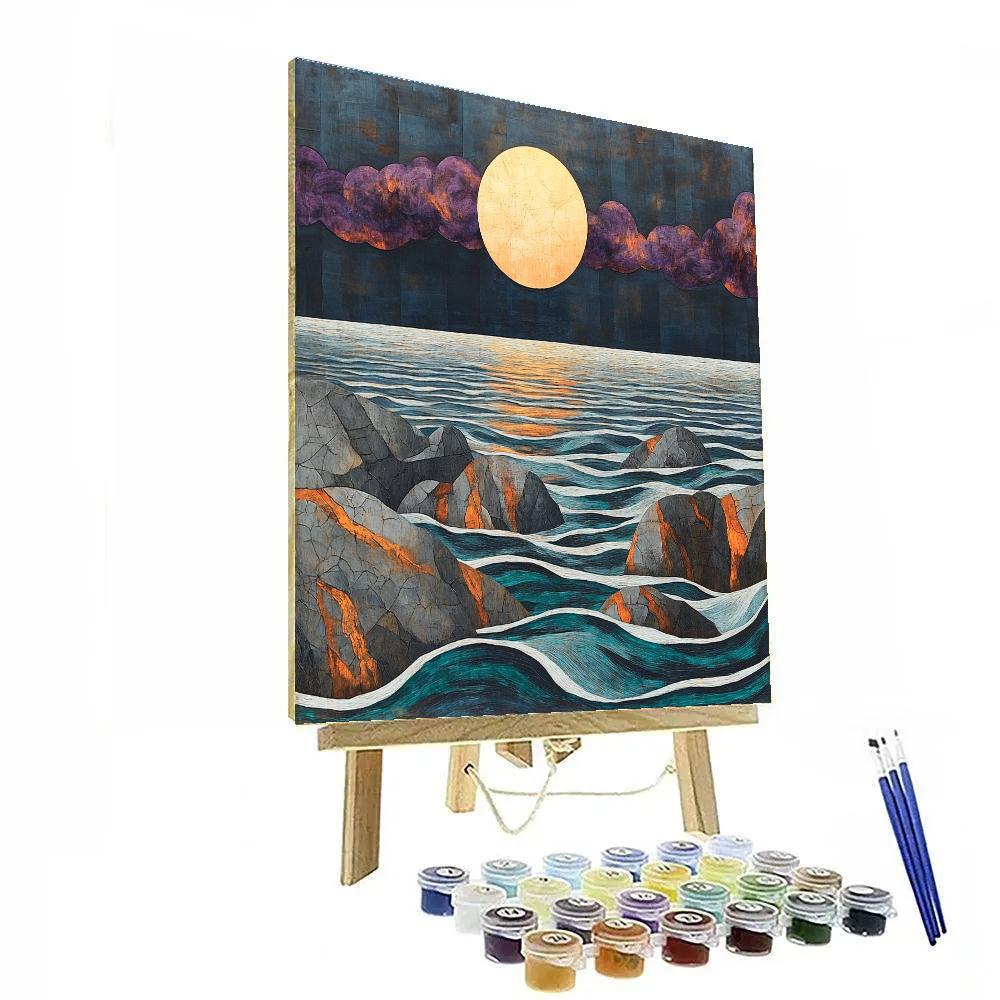 Edvard Munch Inspired Eclipse Tide On A Wind Torn Coast paint by color