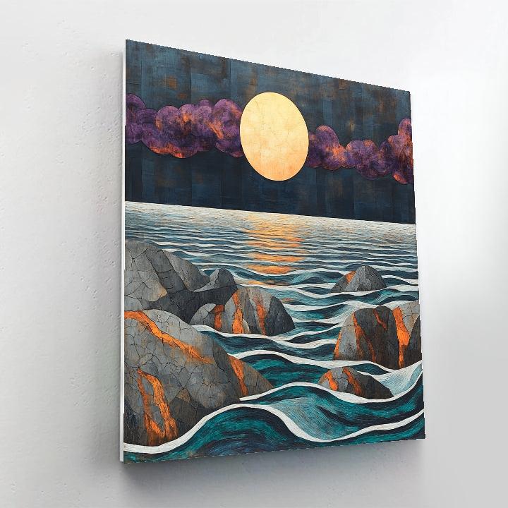 Edvard Munch Inspired Eclipse Tide On A Wind Torn Coast paint by color