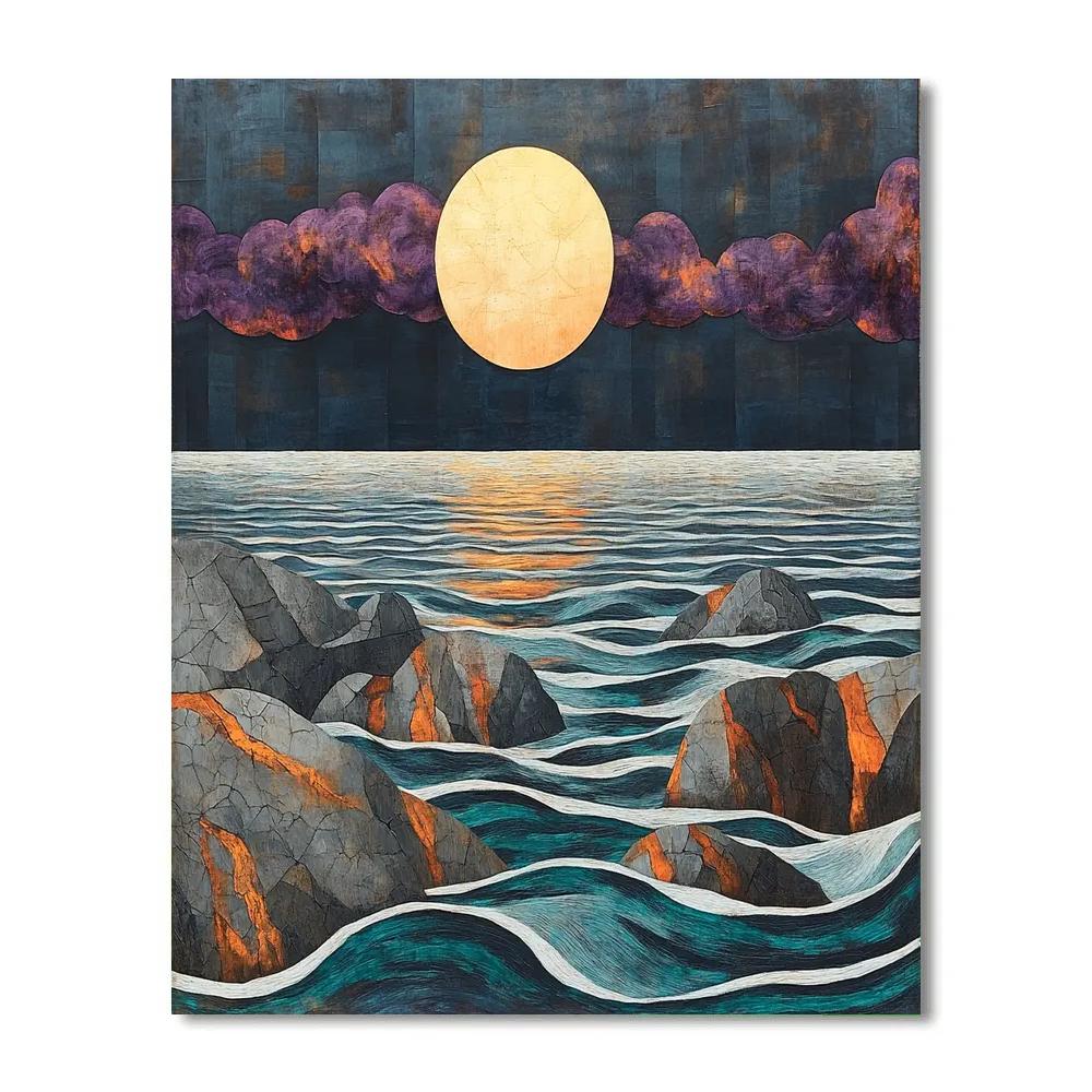 Edvard Munch Inspired Eclipse Tide On A Wind Torn Coast paint by color