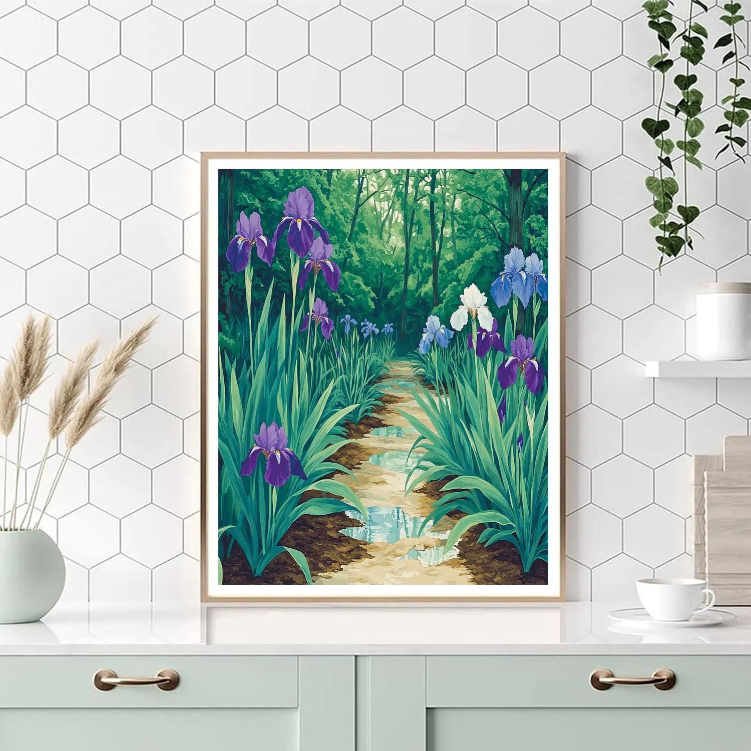 Claude Monet Inspired Spring Iris Border After Rain Painting by numbers kit