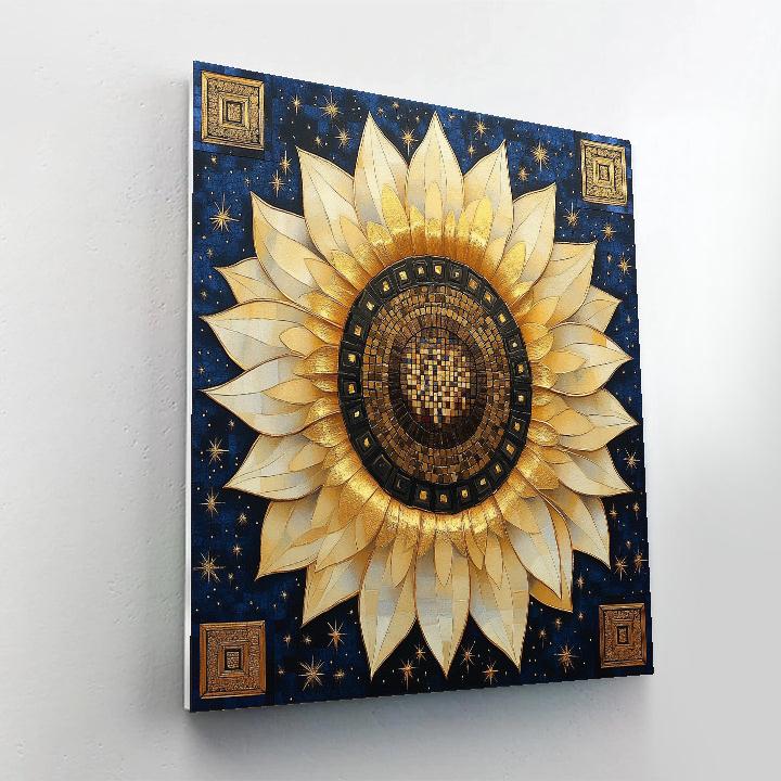 Gustav Klimt Inspired Celestial Sunflower Mandala paint by numbers