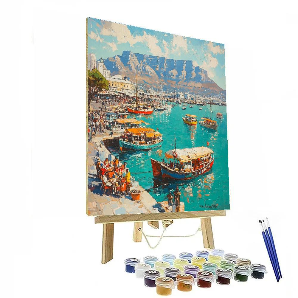 Cape Town Waterfront With Table Mountain Backdrop - Cape Town, South Africa Number painting