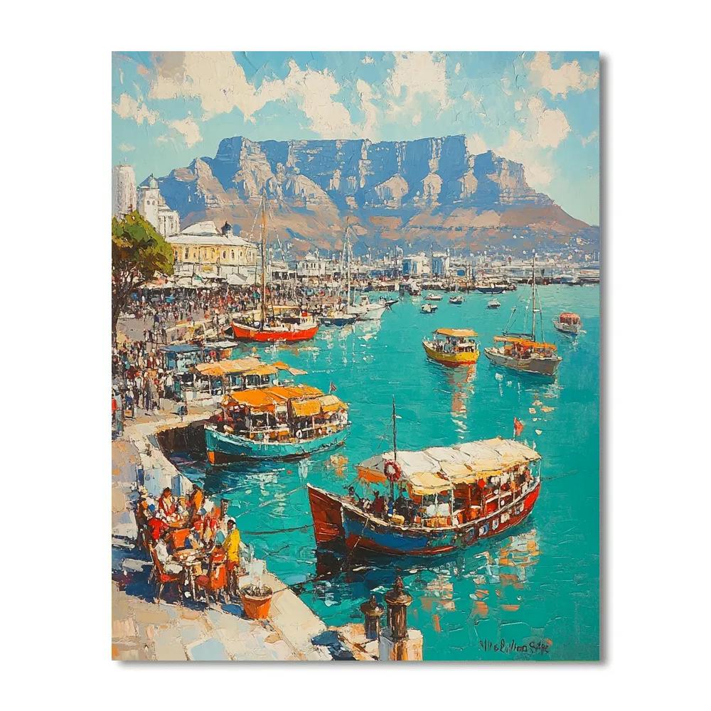 Cape Town Waterfront With Table Mountain Backdrop - Cape Town, South Africa Number painting