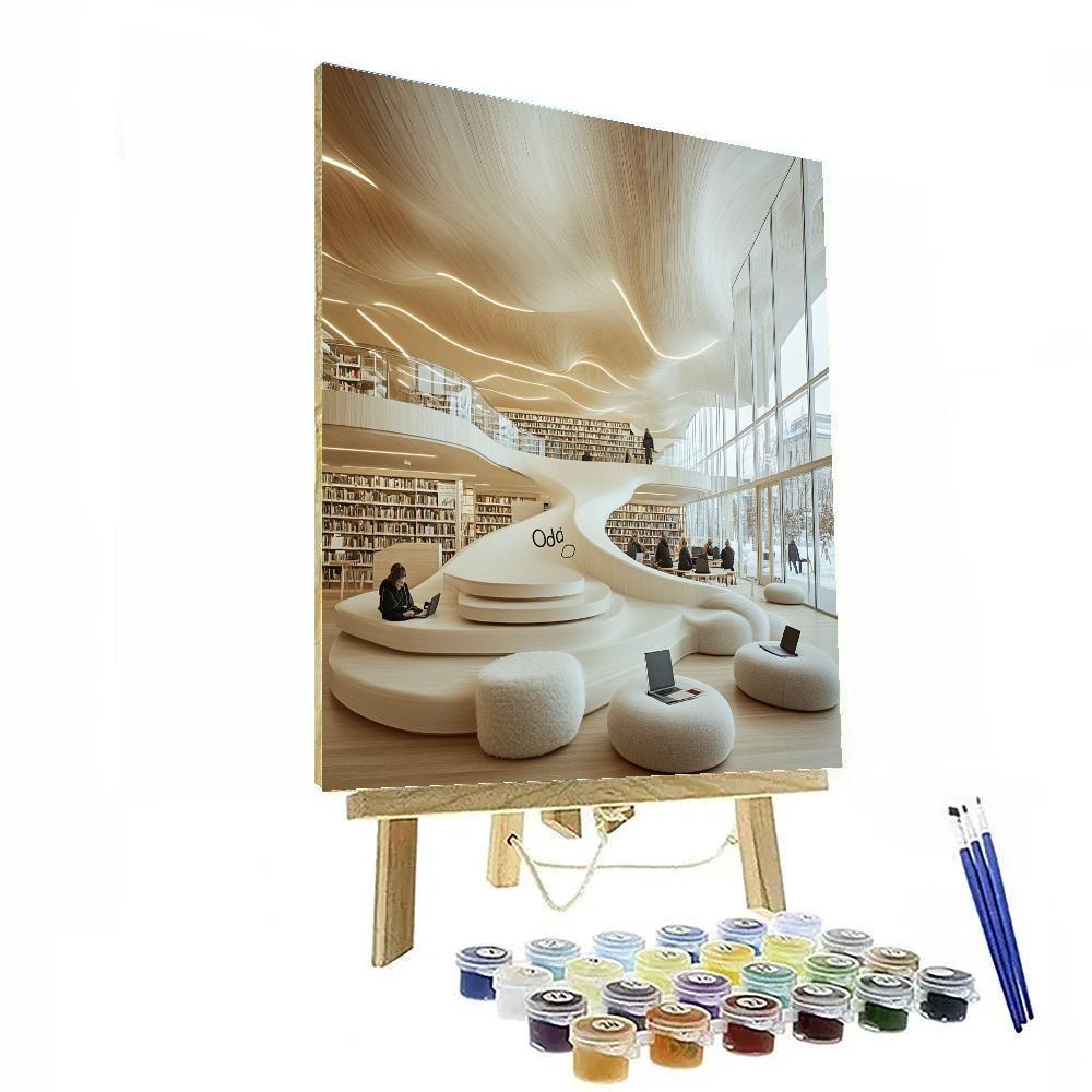 Helsinki Oodi Library Interior Staircase - Helsinki, Finland Paint by numbers kits