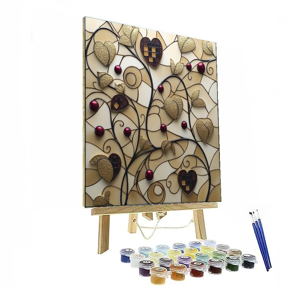 Gustav Klimt Inspired Autumn Vines In Bronze Filigree paint by number