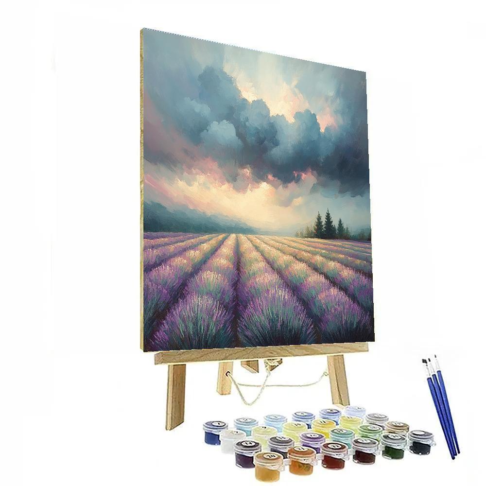 Claude Monet Inspired Thundercloud Break Over Lavender Fields DIY paint by numbers