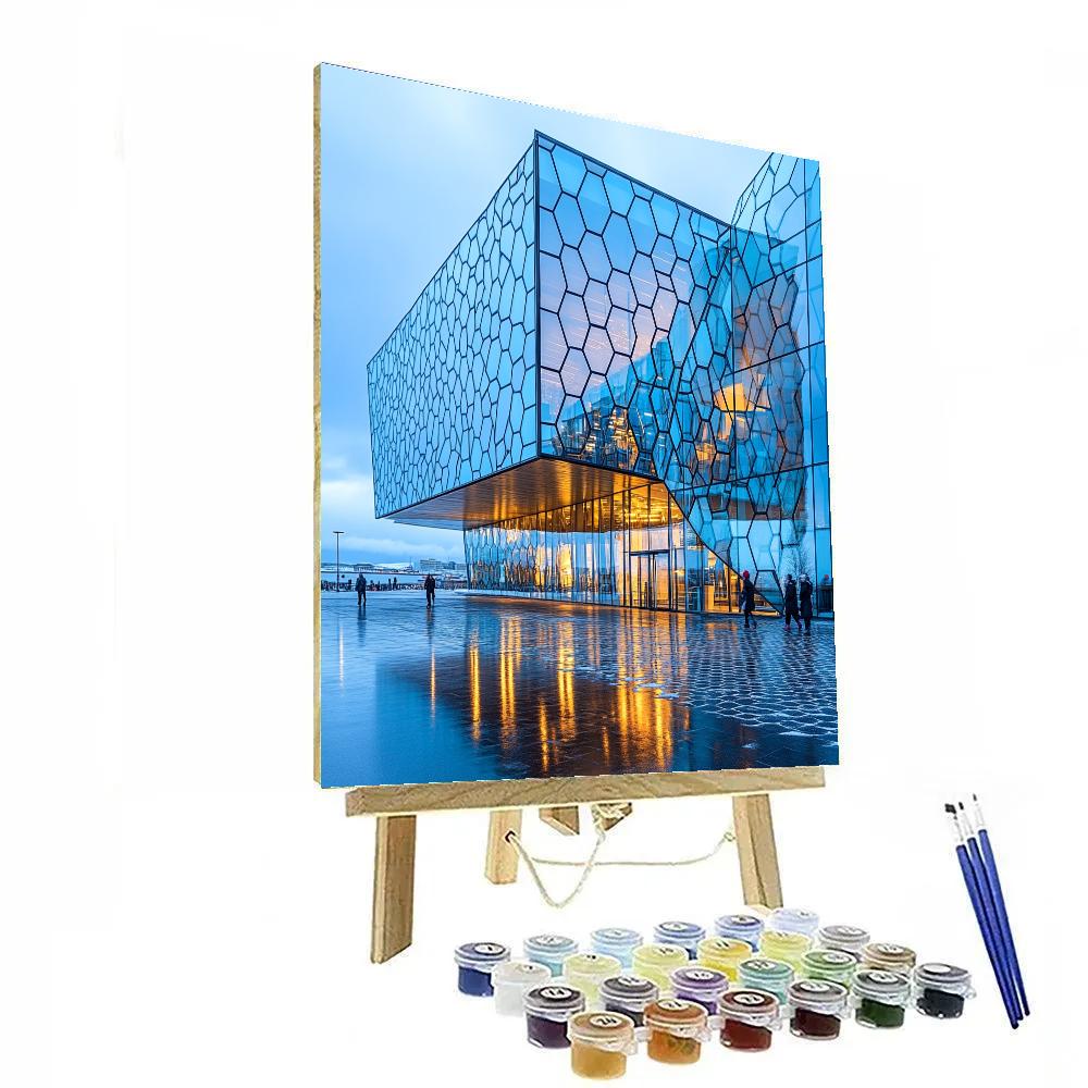 Reykjavik Harpa Concert Hall Facade In Winter Light - Reykjavik, Iceland Number painting