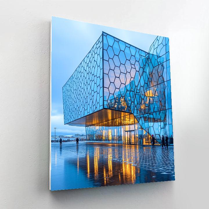 Reykjavik Harpa Concert Hall Facade In Winter Light - Reykjavik, Iceland Number painting