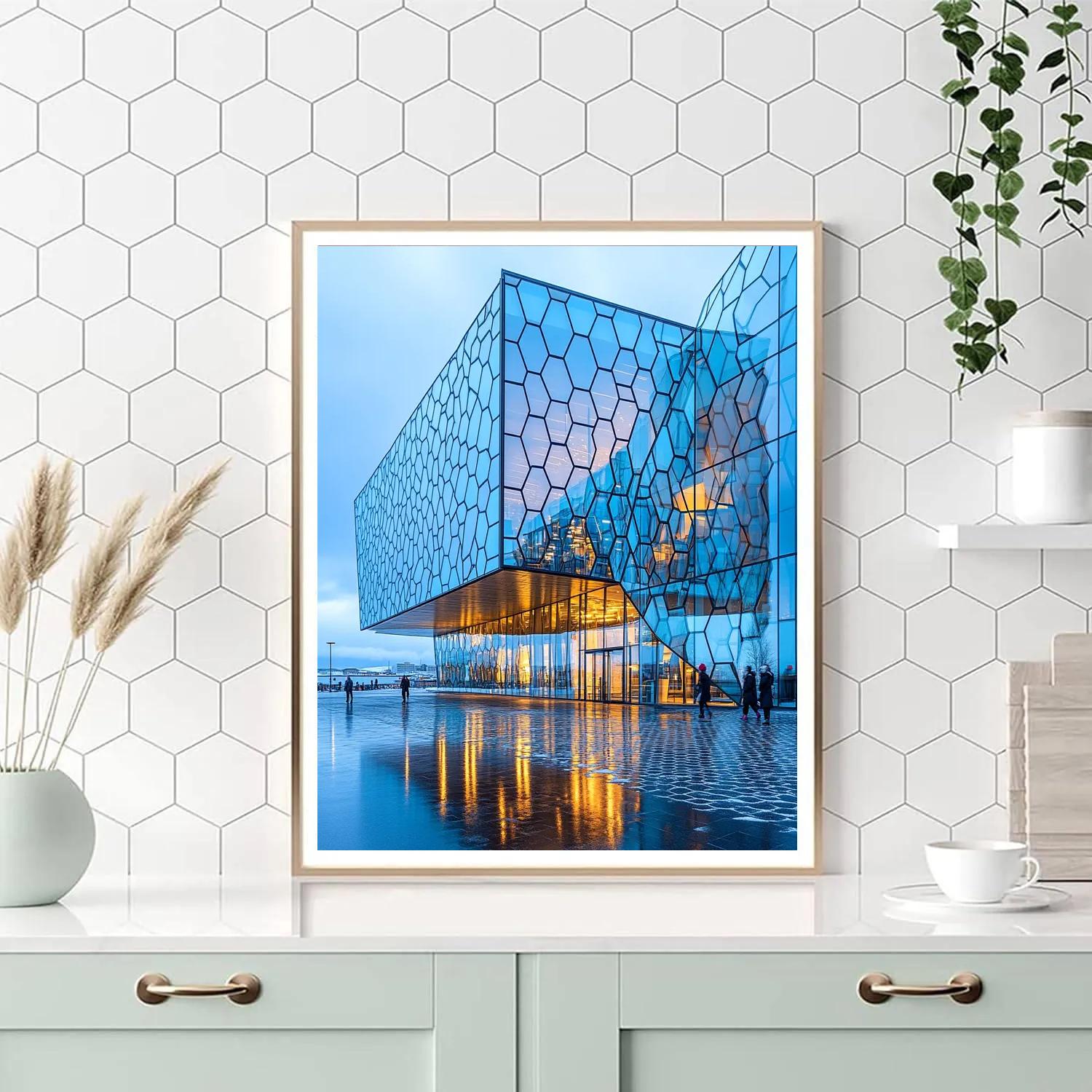 Reykjavik Harpa Concert Hall Facade In Winter Light - Reykjavik, Iceland Number painting