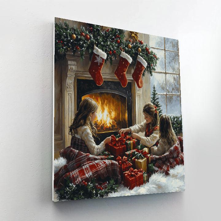 Hearthside Stocking Circle DIY paint by numbers