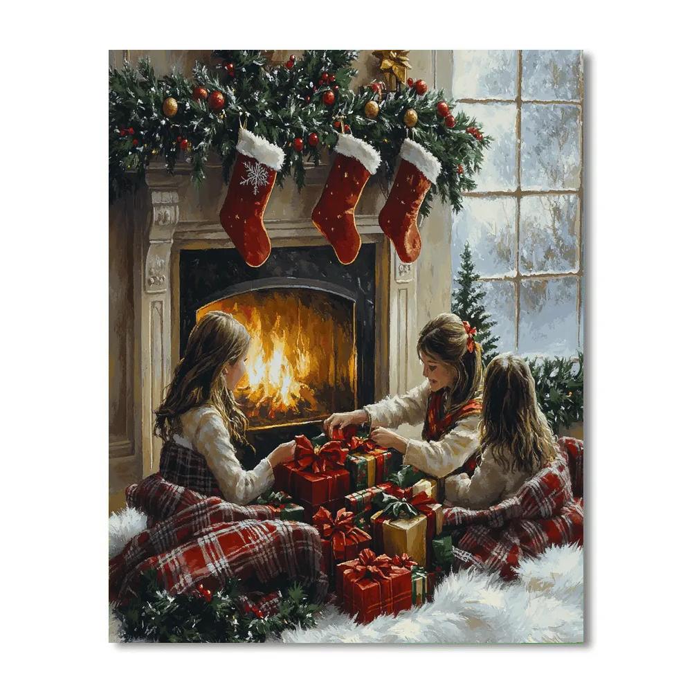 Hearthside Stocking Circle DIY paint by numbers