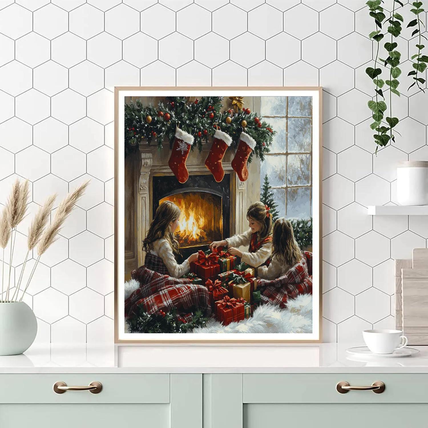 Hearthside Stocking Circle DIY paint by numbers