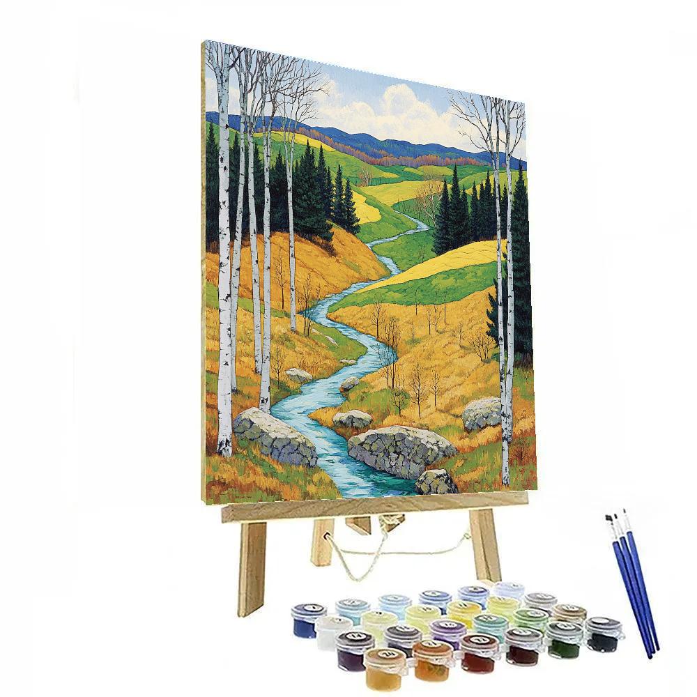 Franklin Carmichael Inspired Spring Meltwater Through Birch And Pines paint by numbers