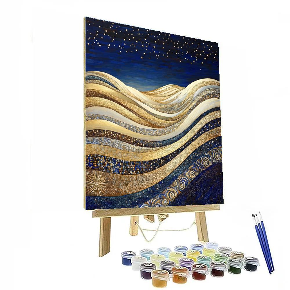Gustav Klimt Inspired Golden Dunes And Star Sand paint by numbers