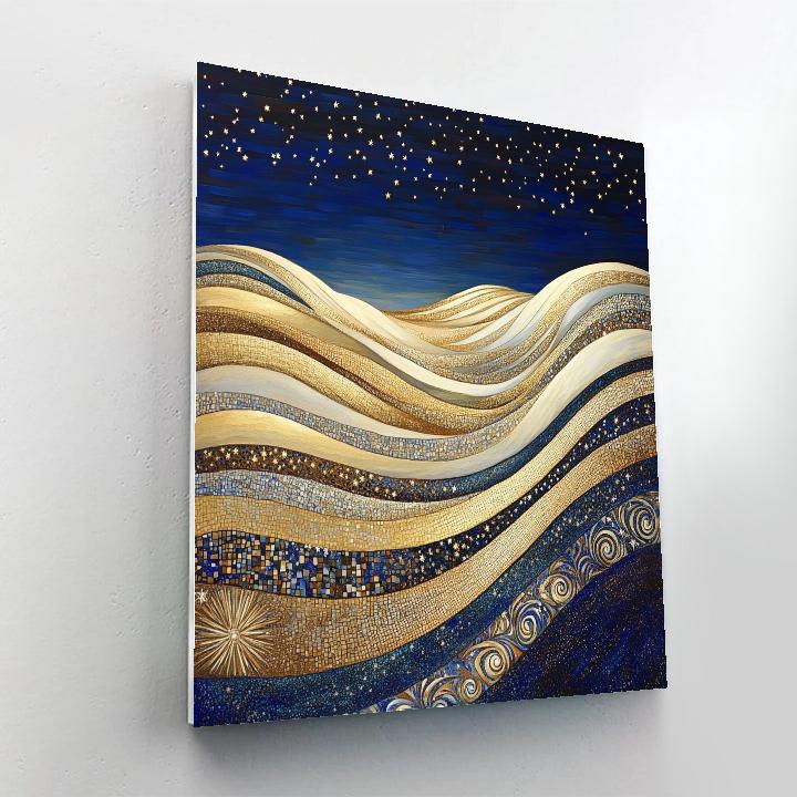 Gustav Klimt Inspired Golden Dunes And Star Sand paint by numbers