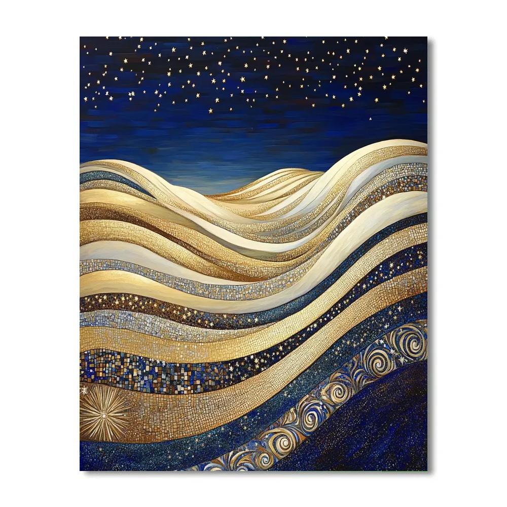 Gustav Klimt Inspired Golden Dunes And Star Sand paint by numbers
