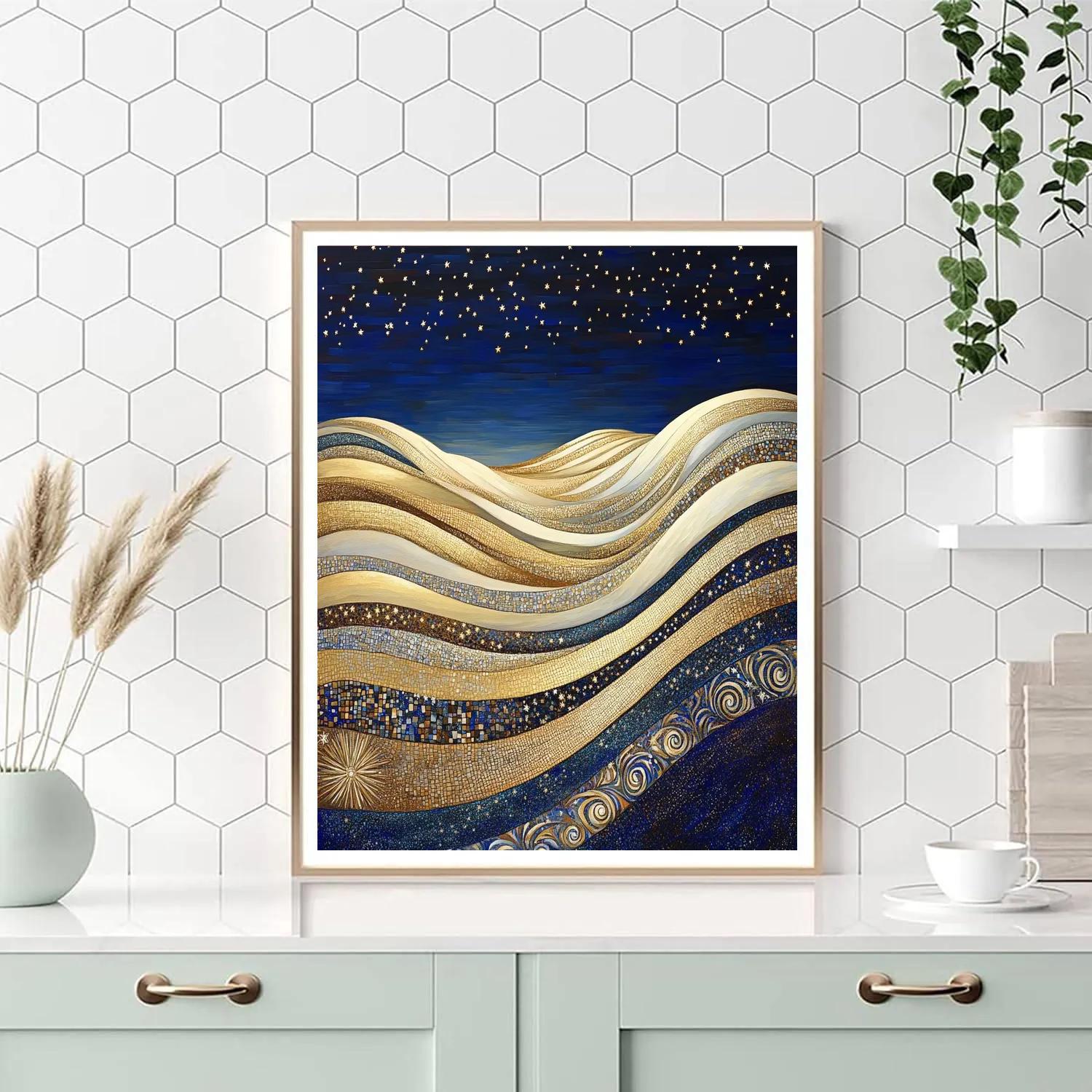 Gustav Klimt Inspired Golden Dunes And Star Sand paint by numbers