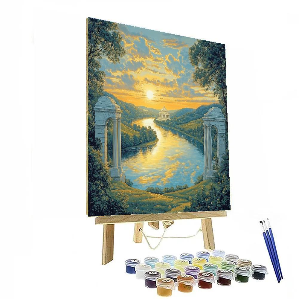Raphael Inspired River Of Twin Arches And Distant Dome Numbered painting kits