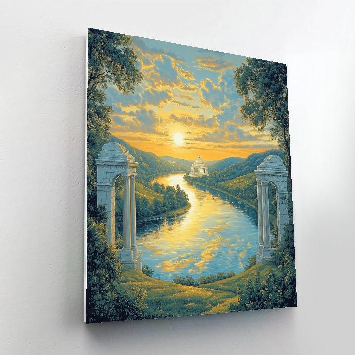 Raphael Inspired River Of Twin Arches And Distant Dome Numbered painting kits