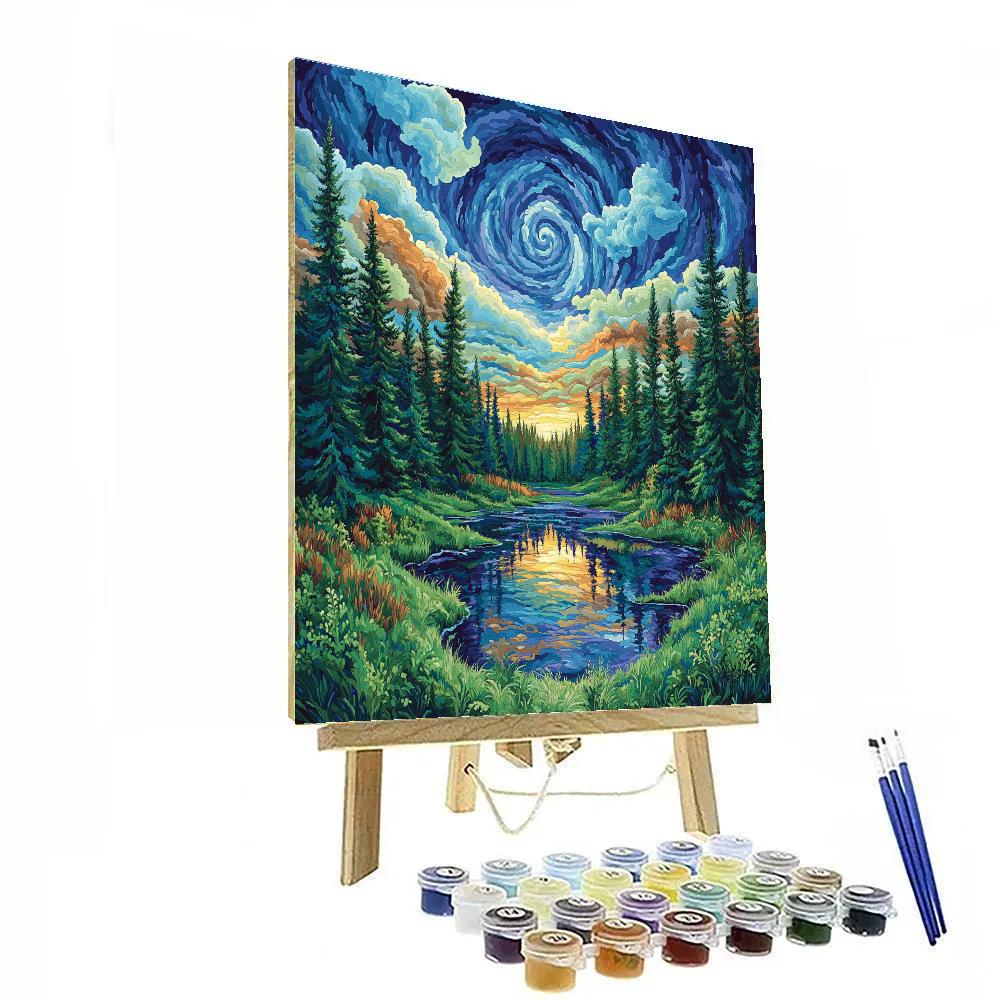 J. E. H. MacDonald Inspired Boreal Ridge After Rain DIY paint by numbers