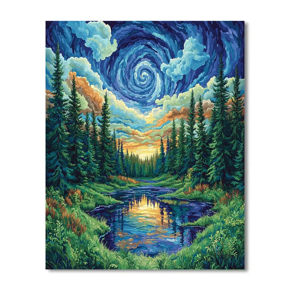 J. E. H. MacDonald Inspired Boreal Ridge After Rain DIY paint by numbers