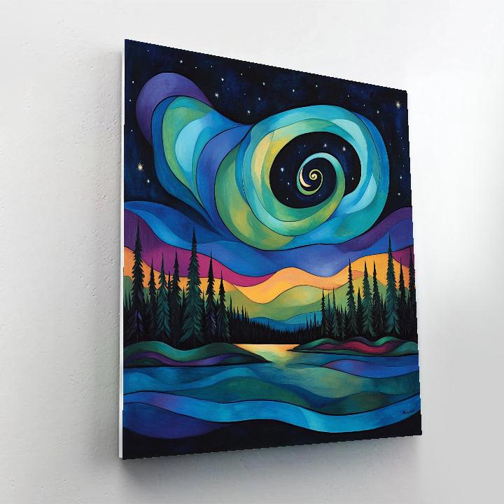 Norval Morrisseau Inspired Aurora Serpent Of The Boreal Night paint by color
