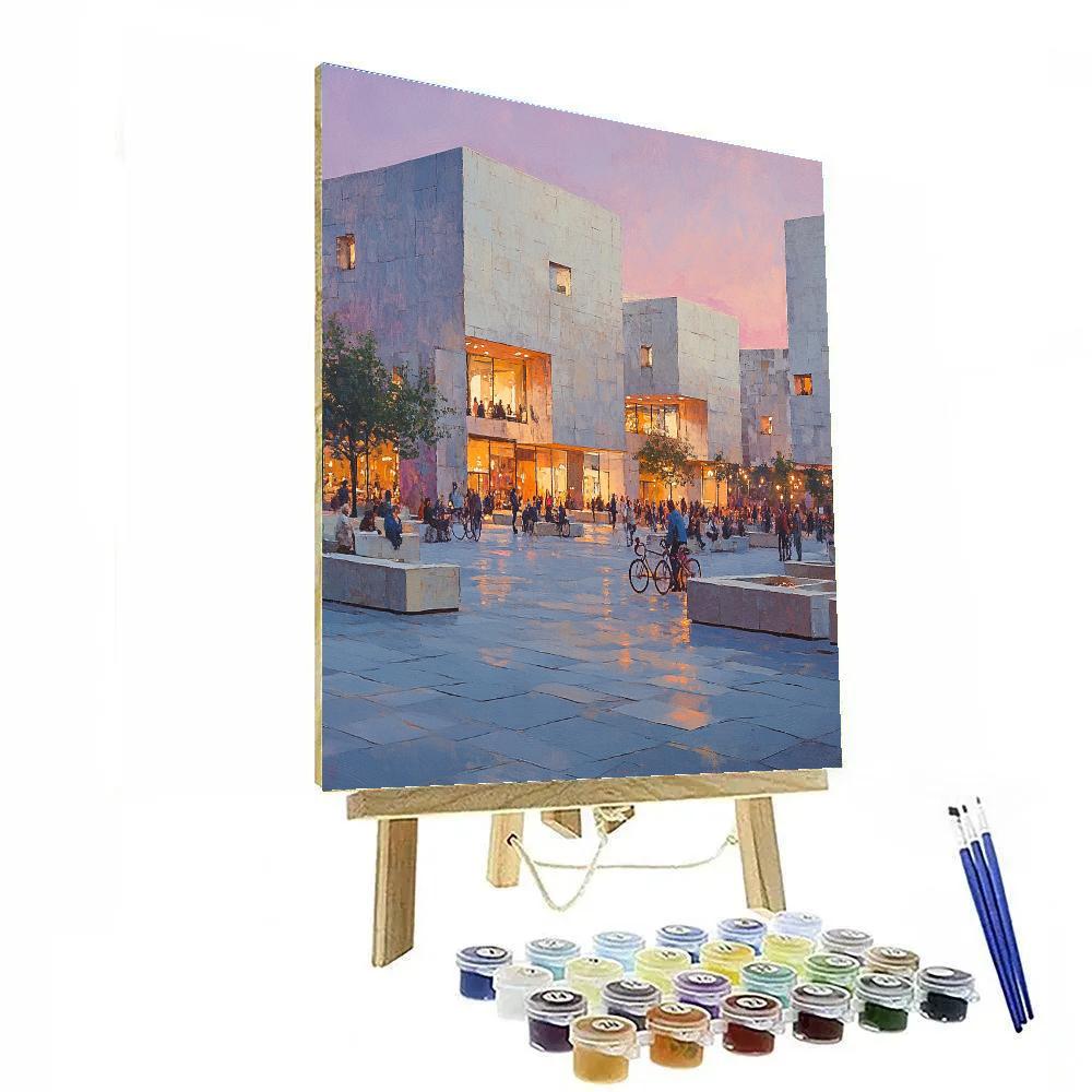 Vienna MuseumsQuartier Courtyard At Night - Vienna, Austria paint by numbers