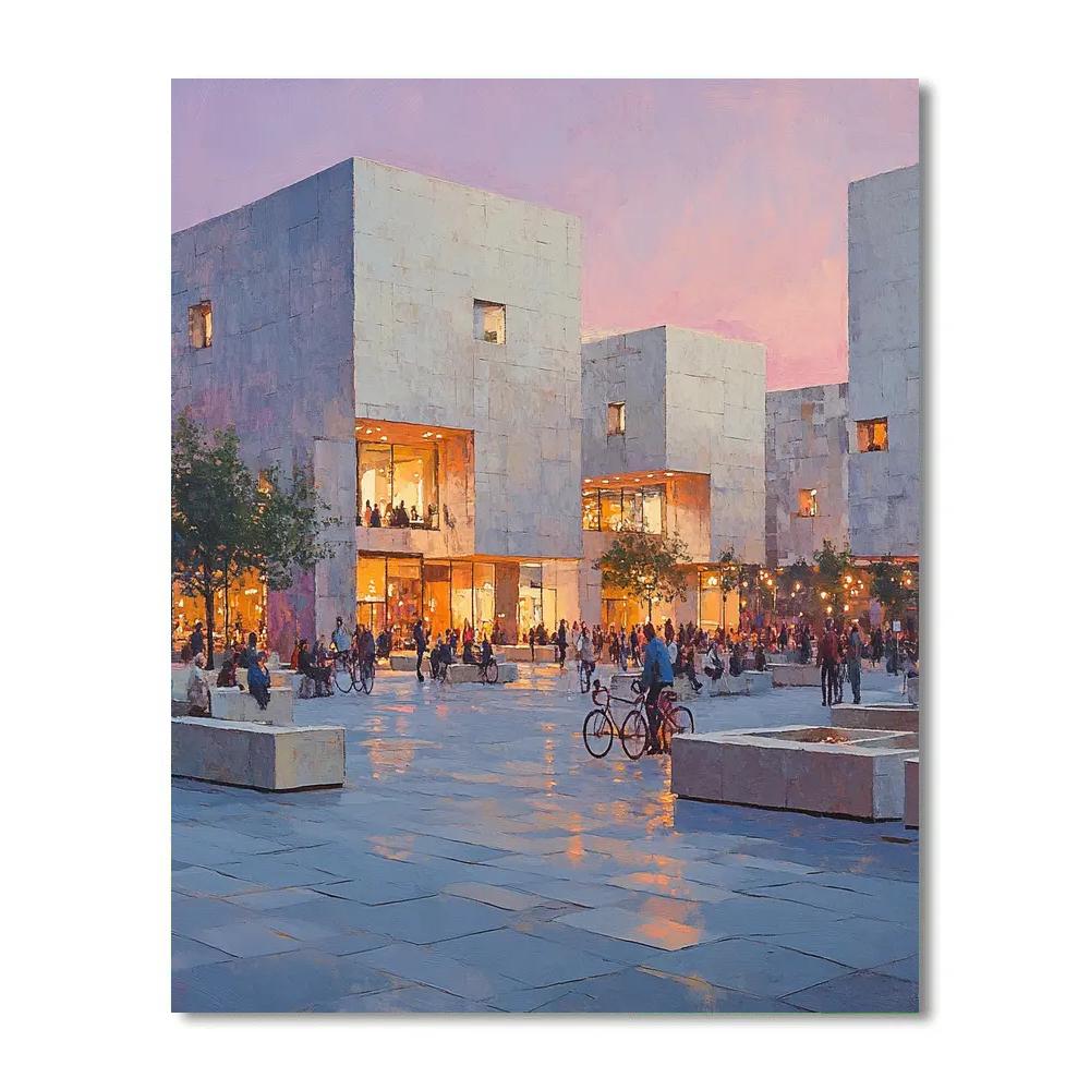 Vienna MuseumsQuartier Courtyard At Night - Vienna, Austria paint by numbers