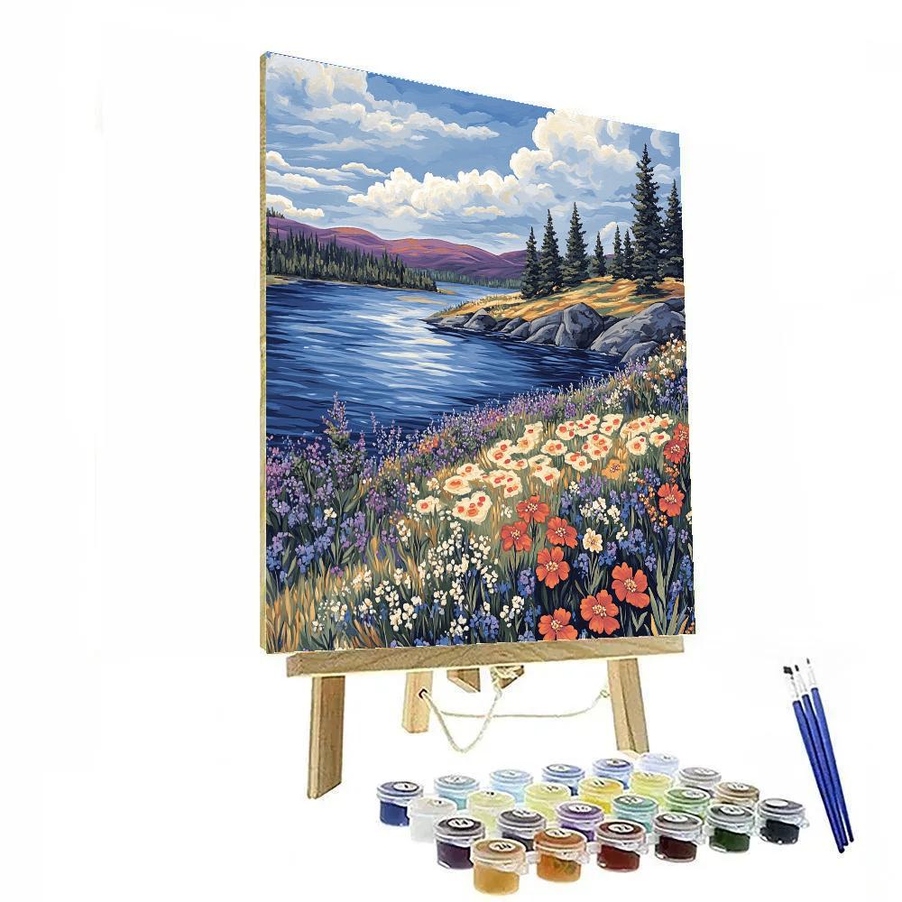 J. E. H. MacDonald Inspired Wildflower Wind Over Granite Shore paint by number