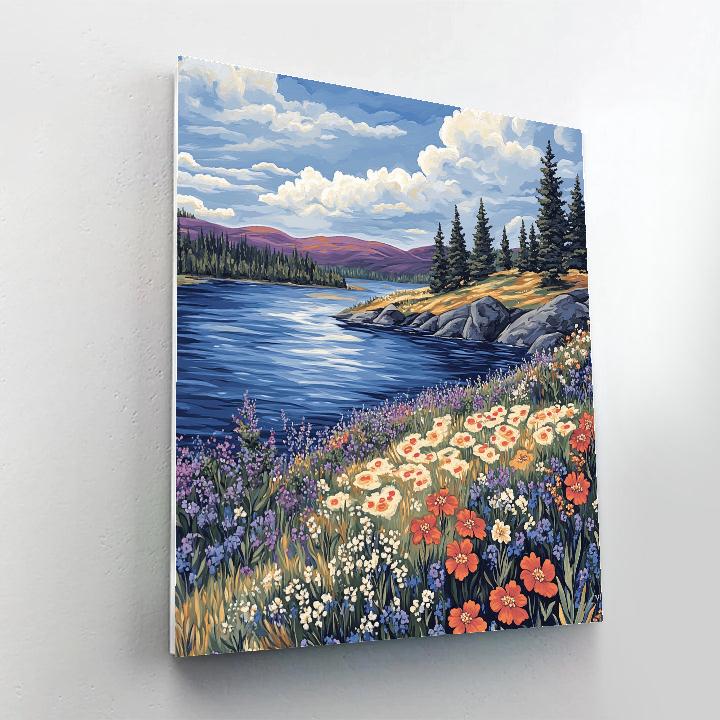 J. E. H. MacDonald Inspired Wildflower Wind Over Granite Shore paint by number