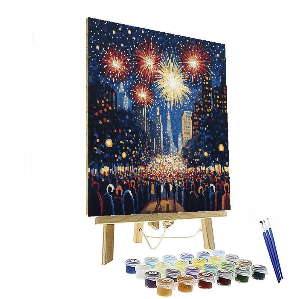 Georges Seurat Inspired Pointillist Fireworks Parade DIY paint by numbers