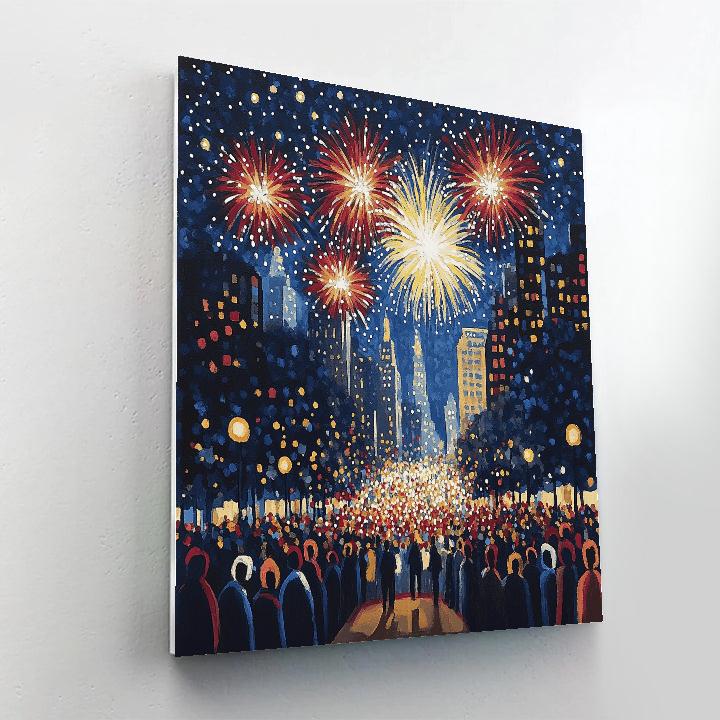 Georges Seurat Inspired Pointillist Fireworks Parade DIY paint by numbers