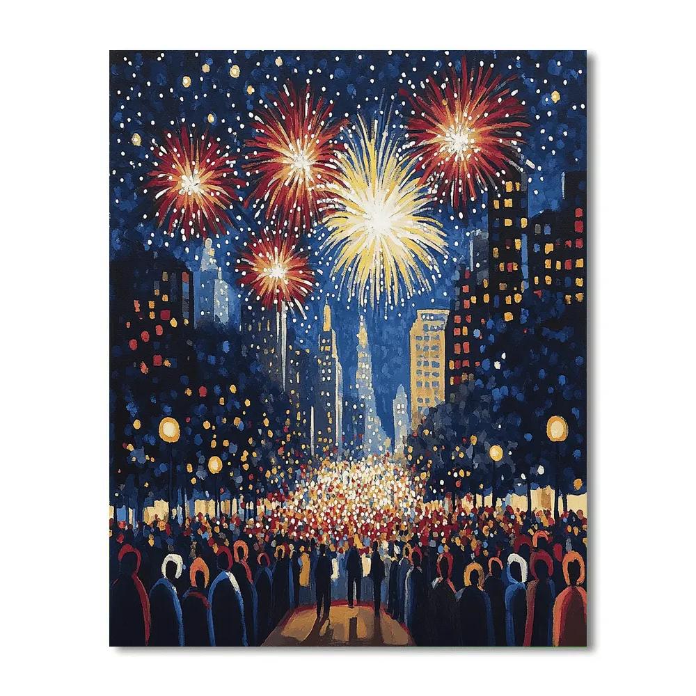 Georges Seurat Inspired Pointillist Fireworks Parade DIY paint by numbers