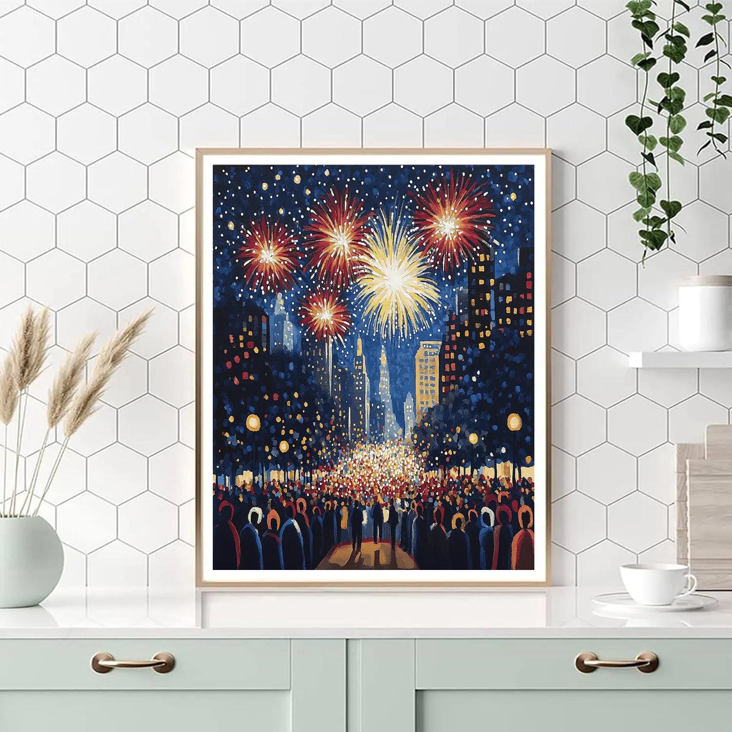 Georges Seurat Inspired Pointillist Fireworks Parade DIY paint by numbers