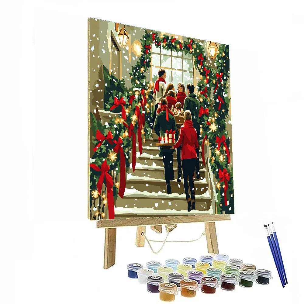 Garlanded Staircase Gathering paint by numbers