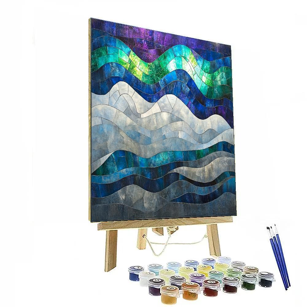 Jean-Paul Riopelle Inspired Aurora Over Frozen Tundra Mosaic painting number kit