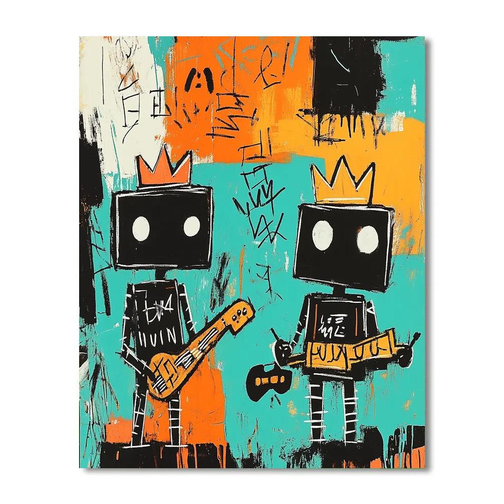Jean Michel Basquiat Inspired Robot Jazz Session Paint by numbers art