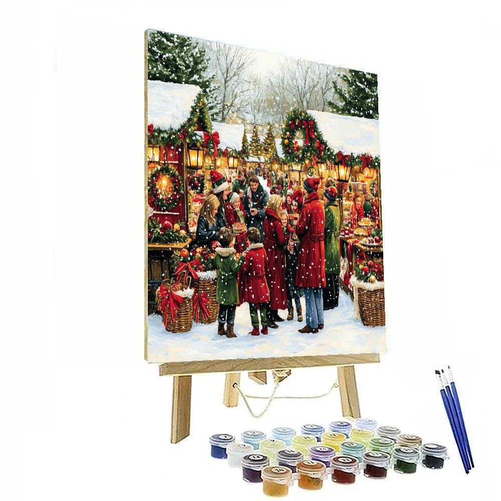 Snowy Market Of Holly Lanterns paint by numbers